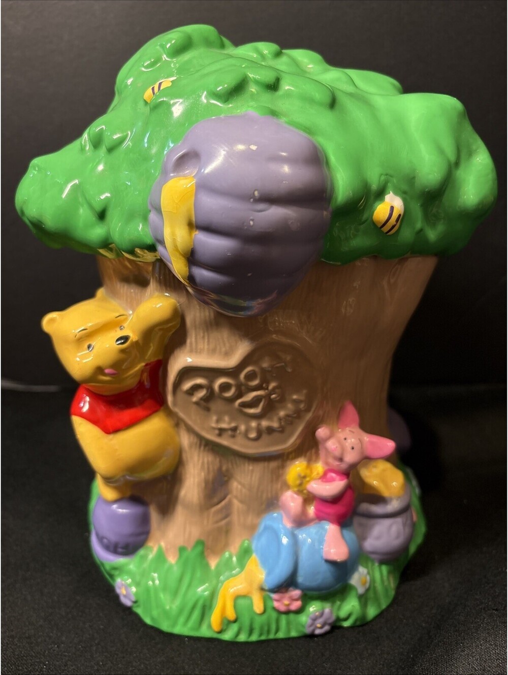 Vintage Disney Ceramic Cookie Jar Winnie The Pooh Luvs Hunny w/ Piglet Great Con
